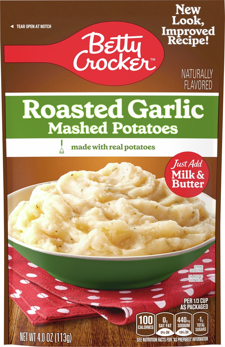 slide 10 of 12, Betty Crocker Roasted Garlic Mashed Potatoes, Made with Real Potatoes, 4 oz, 4 oz