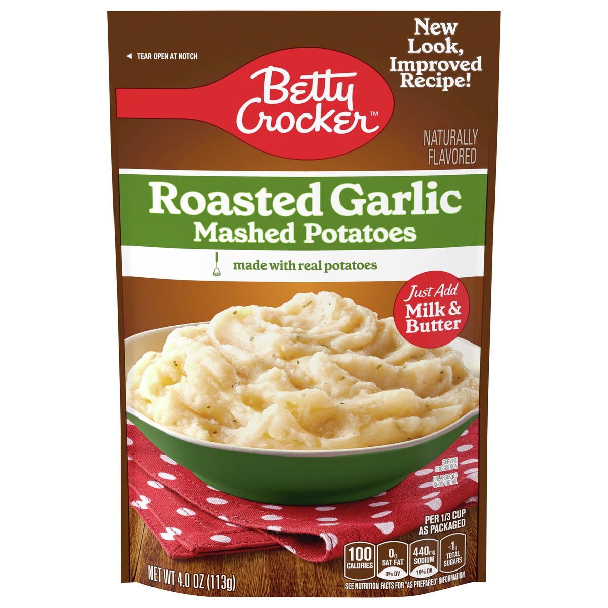 slide 1 of 12, Betty Crocker Roasted Garlic Mashed Potatoes, Made with Real Potatoes, 4 oz, 4 oz