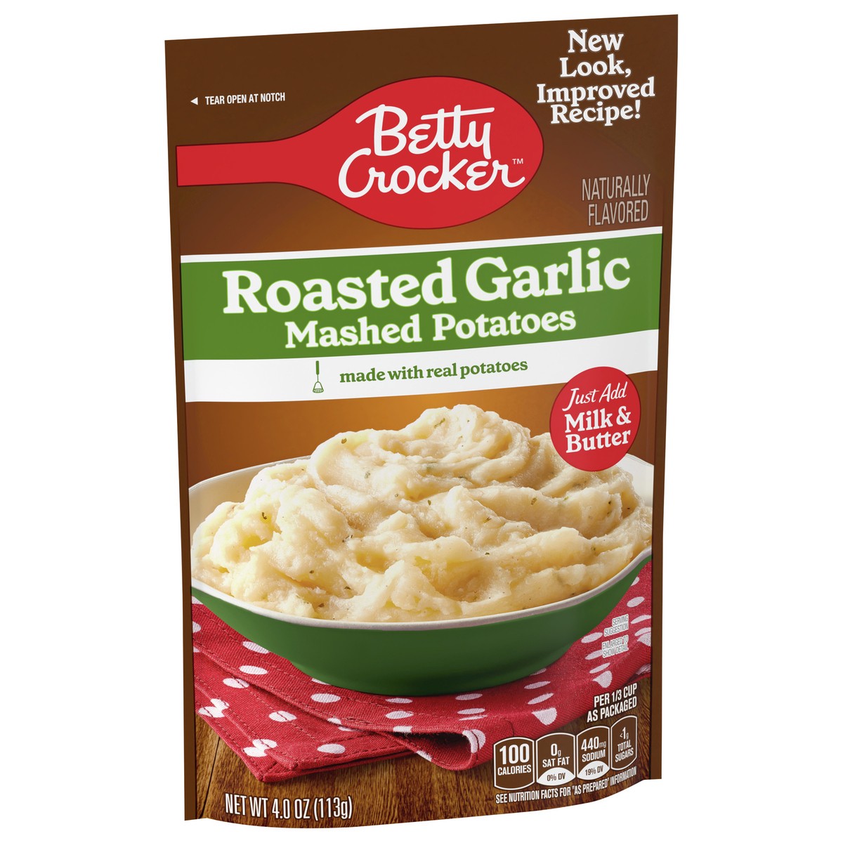 slide 12 of 12, Betty Crocker Roasted Garlic Mashed Potatoes, Made with Real Potatoes, 4 oz, 4 oz