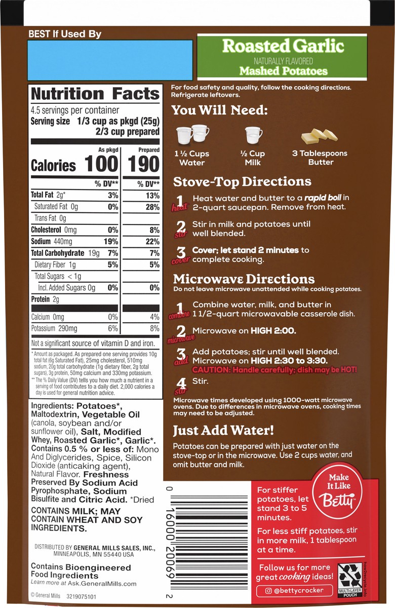 slide 3 of 12, Betty Crocker Roasted Garlic Mashed Potatoes, Made with Real Potatoes, 4 oz, 4 oz