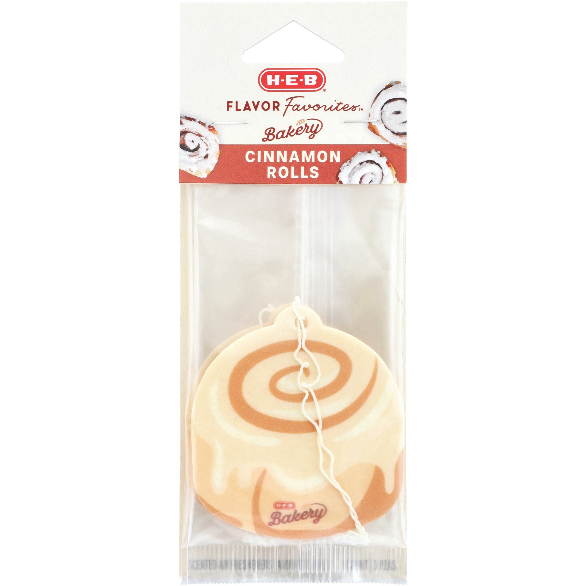slide 1 of 1, H-E-B Flavor Favorites Car Air Fresheners - Bakery Cinnamon Roll, 3 ct