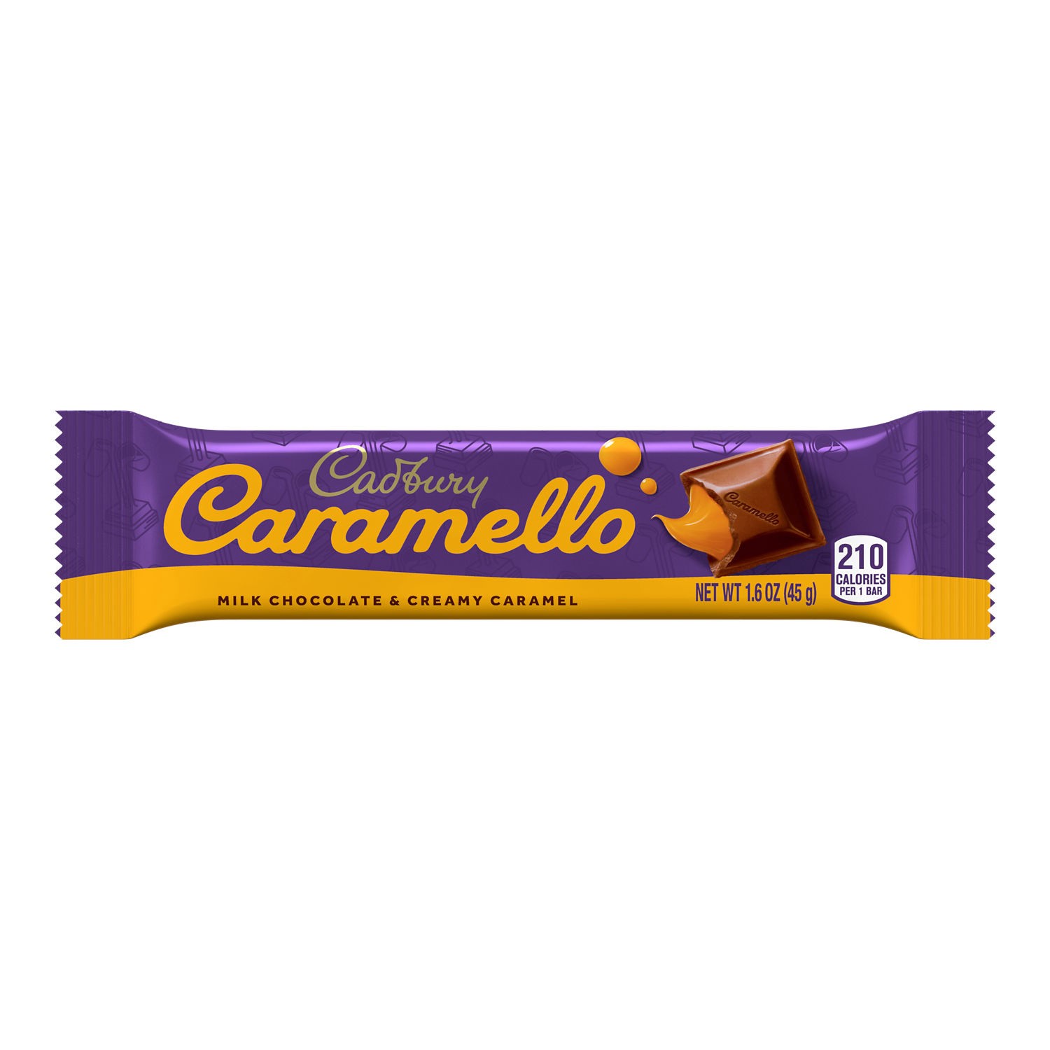 slide 7 of 8, Cadbury CARAMELLO Milk Chocolate Caramel Candy Bars, 1.6 oz (18 Count), 1.6 oz