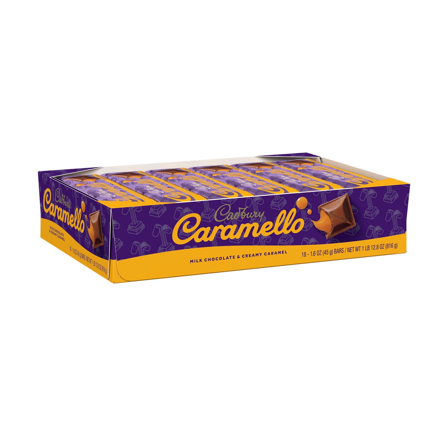 slide 1 of 8, Cadbury CARAMELLO Milk Chocolate Caramel Candy Bars, 1.6 oz (18 Count), 1.6 oz