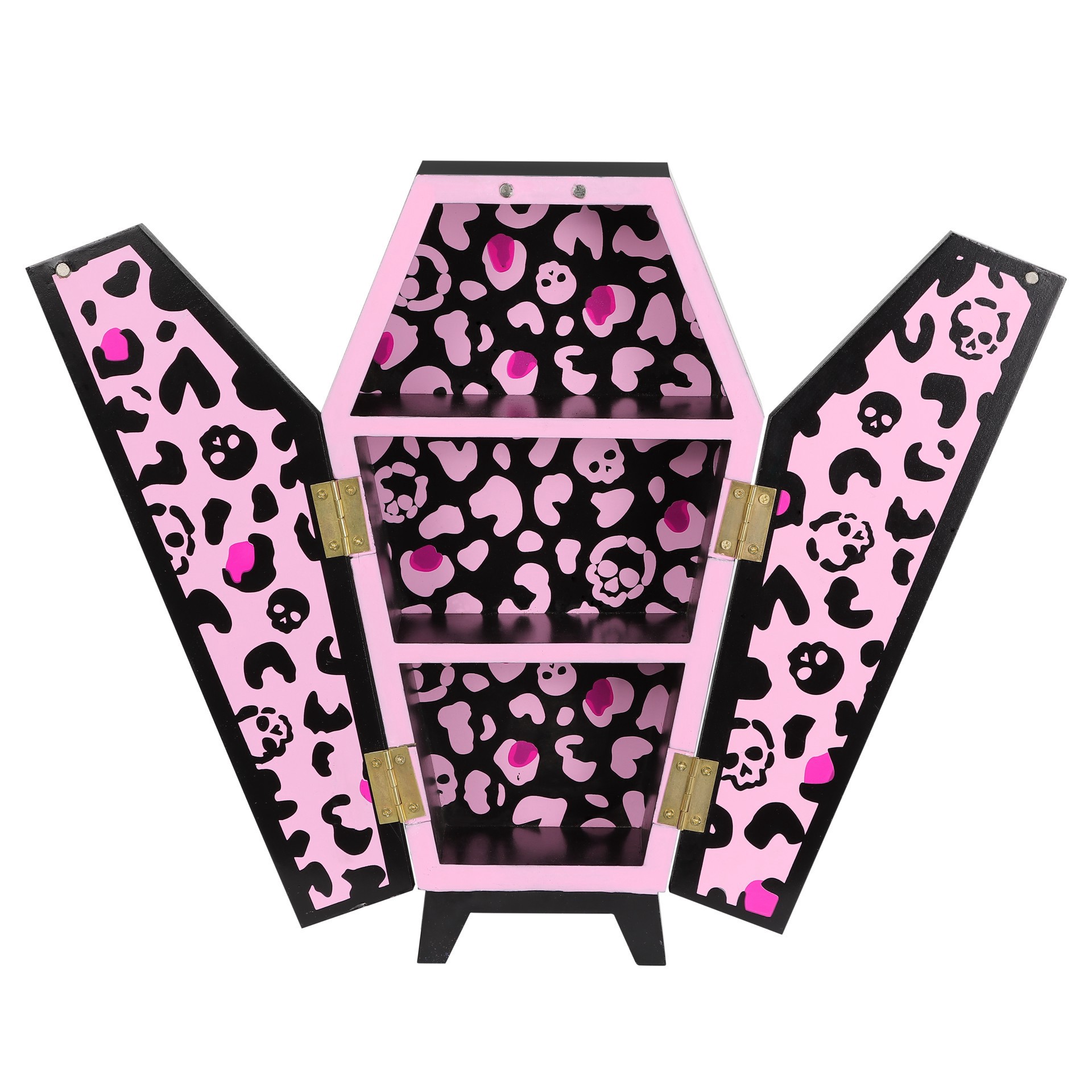 slide 3 of 9, 14" Black & Pink Leopard Print Coffin Tabletop Decor By Ashland, 7.75 in x 2.8 in x 14 in