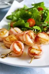 Bacon Wrapped Scallop Skewer