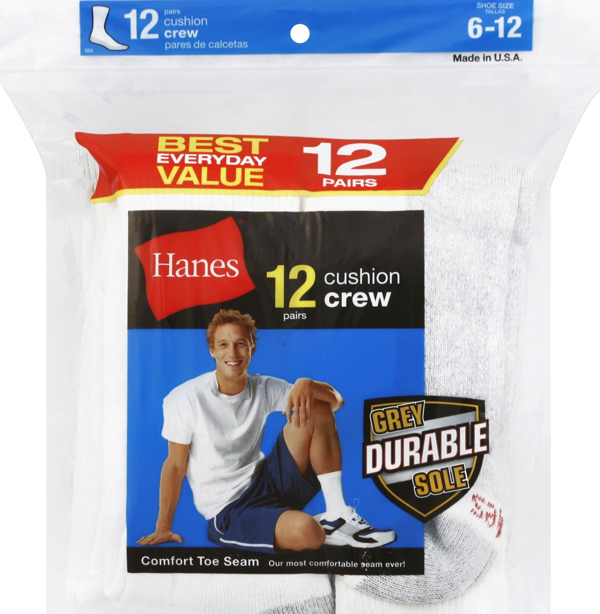 slide 1 of 2, Hanes Socks 12 ea, 12 ct