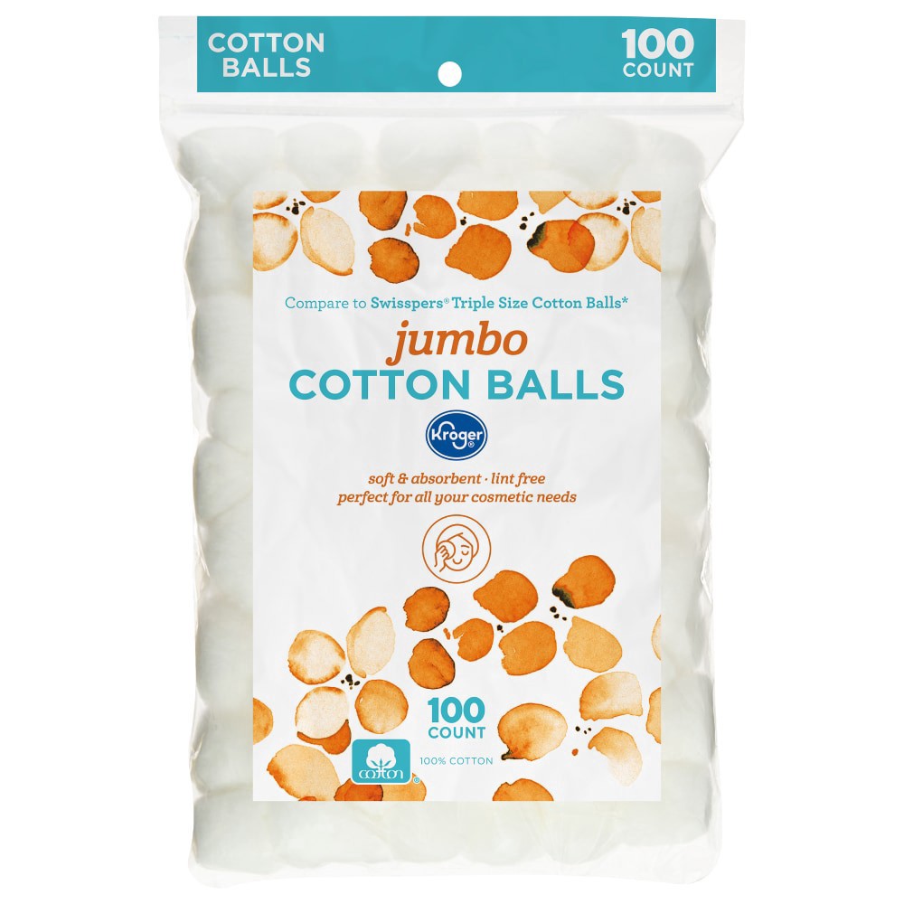 slide 1 of 2, Kroger Jumbo Cotton Balls, 100 ct