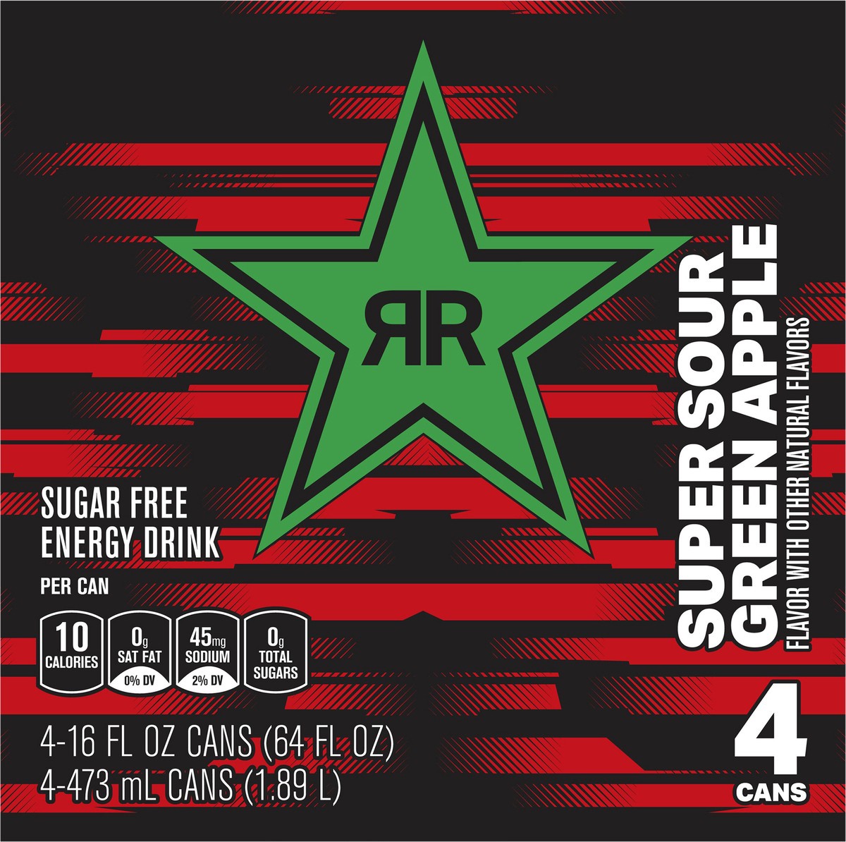 slide 8 of 9, Rockstar Xdurance Energy Drink Sour Green Apple 16 Fluid Ounce/ Can- 64 oz, 64 oz