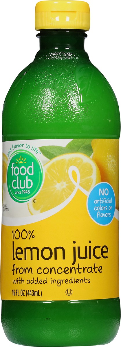 slide 6 of 13, Food Club 100% Lemon Juice from Concentrate - 15 fl oz, 15 fl oz