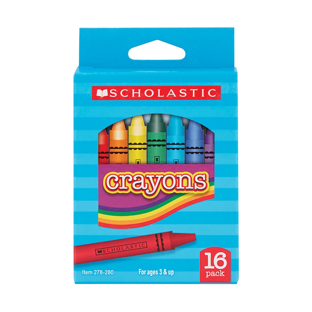 slide 1 of 1, Scholastic Standard Crayons, Assorted Colors, Pack Of 16, 16 ct