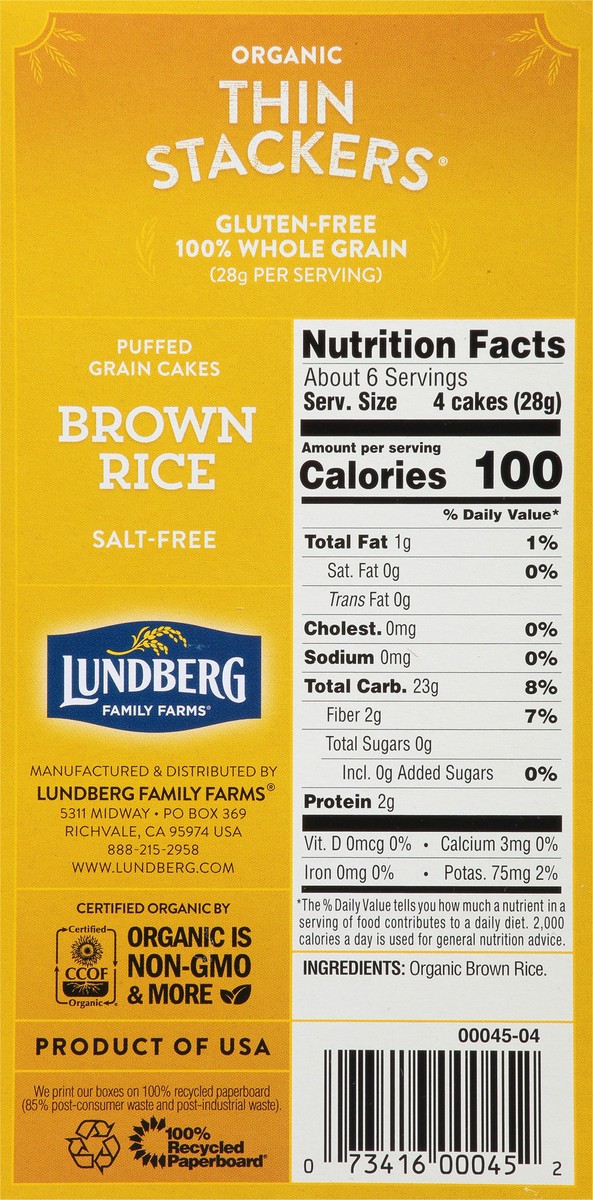 slide 6 of 13, Lundberg Family Farms Thin Stackers Organic Brown Rice Cakes 24 ea, 24 ct