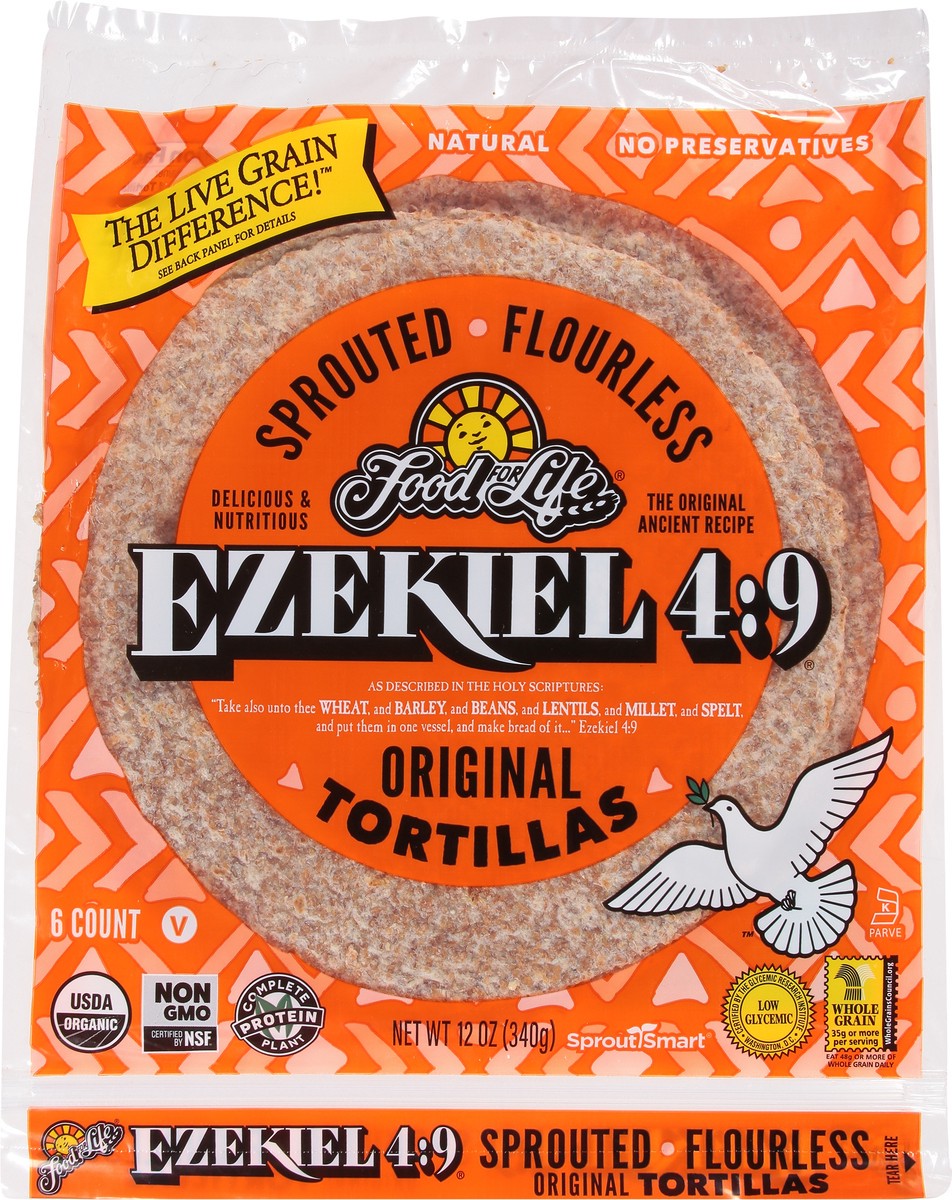 slide 3 of 9, Food for Life Organic Sprouted Grain Tortillas 8 Inch, 6 ct