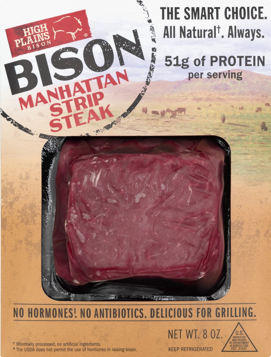 slide 6 of 9, High Plains Bison Manhattan Strip Steak Bison 8 oz, 8 oz