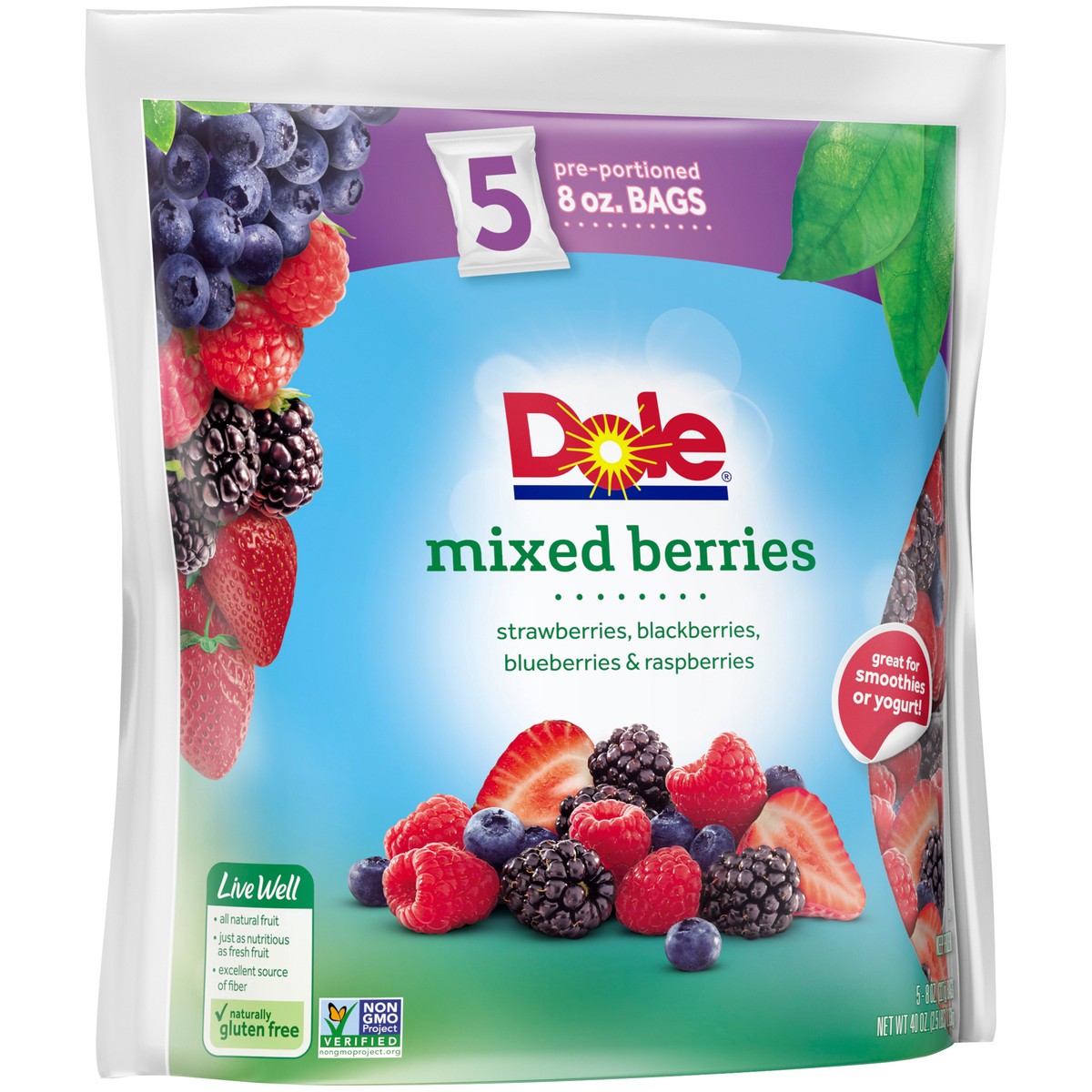 slide 5 of 9, Dole Frozen Mixed Berries, 5 ct; 8 oz