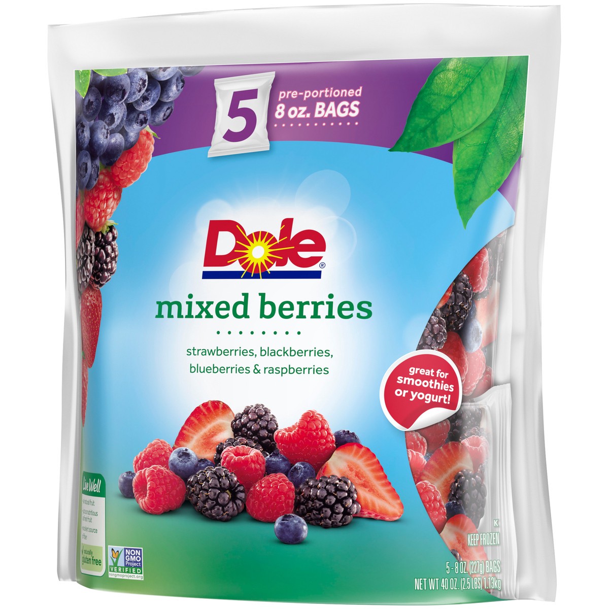 slide 4 of 9, Dole Frozen Mixed Berries, 5 ct; 8 oz