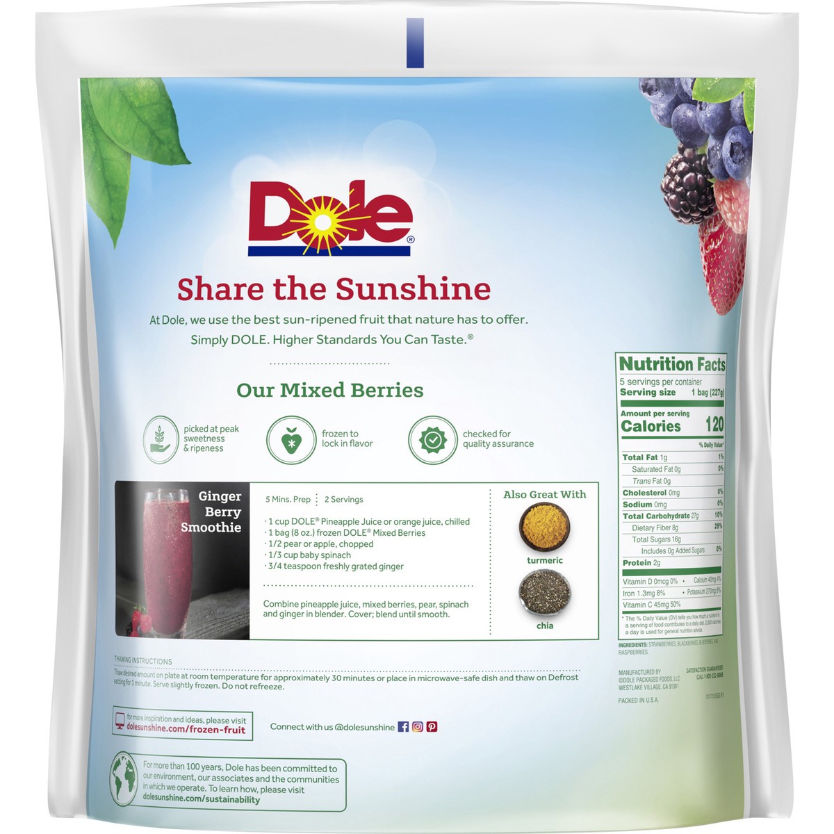 slide 9 of 9, Dole Frozen Mixed Berries, 5 ct; 8 oz