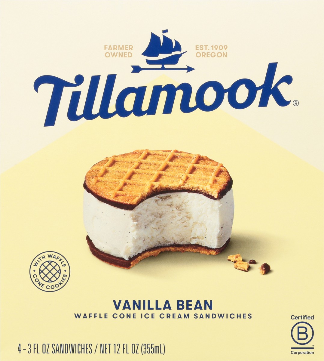 slide 9 of 9, Tillamook Vanilla Bean Ice Cream Sandwich - 12oz/4ct, 