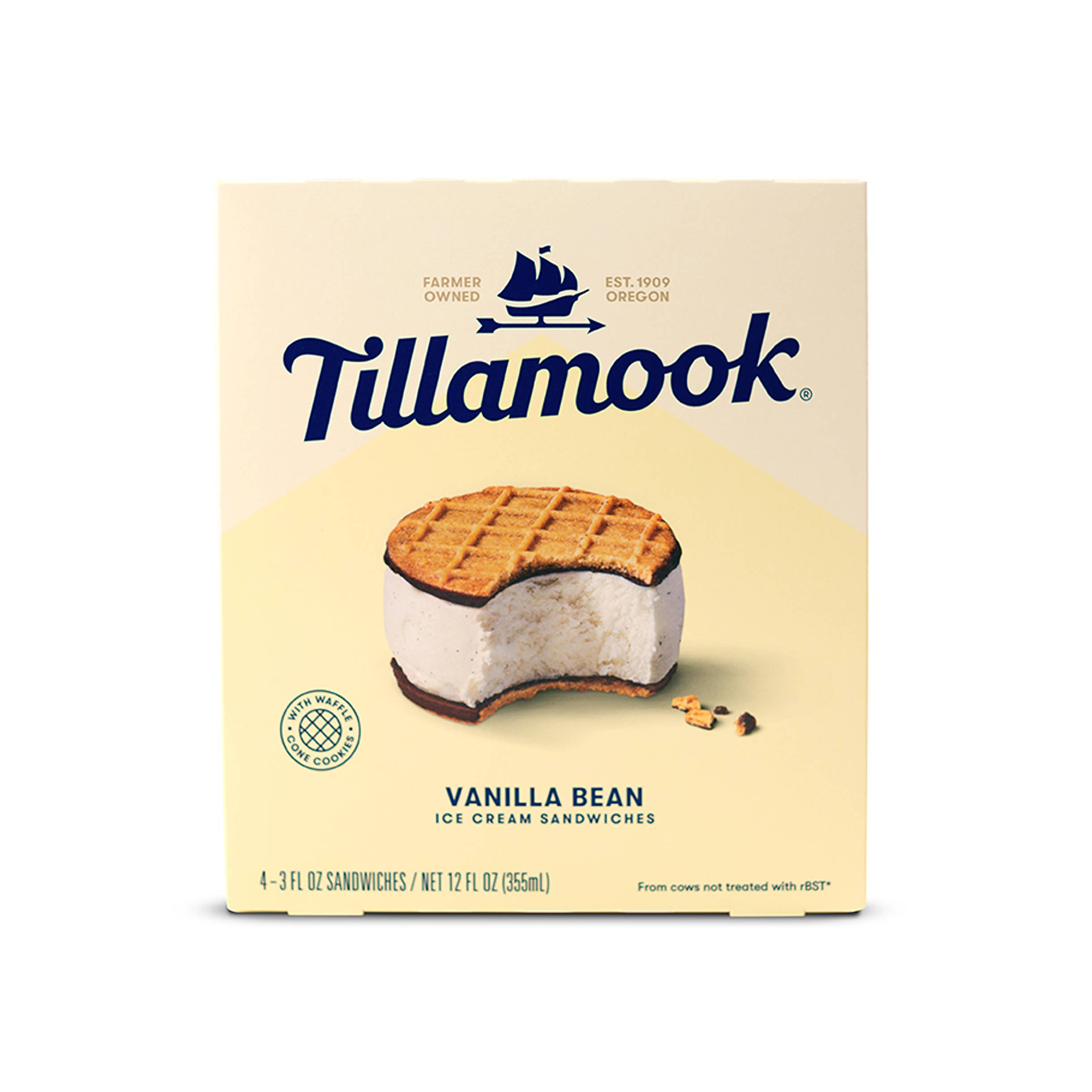 slide 1 of 9, Tillamook Vanilla Bean Ice Cream Sandwich - 12oz/4ct, 