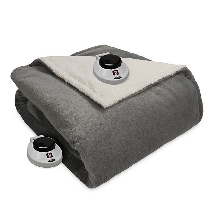 slide 1 of 1, Therapedic Sherpa Reversible Queen Warming Blanket - Grey, 1 ct