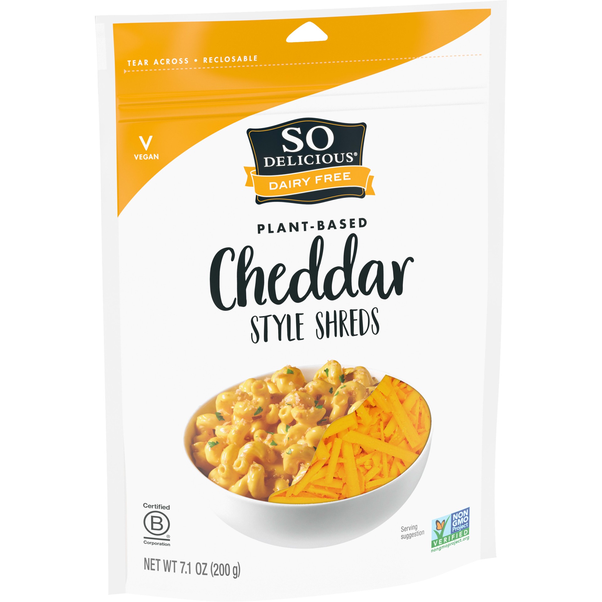 slide 4 of 5, So Delicious Dairy Free Cheddar Style Shreds, 7.1 oz. Bag, Vegan, Shredded Cheese Alternative, Non-GMO Project Verified, 7.1 oz