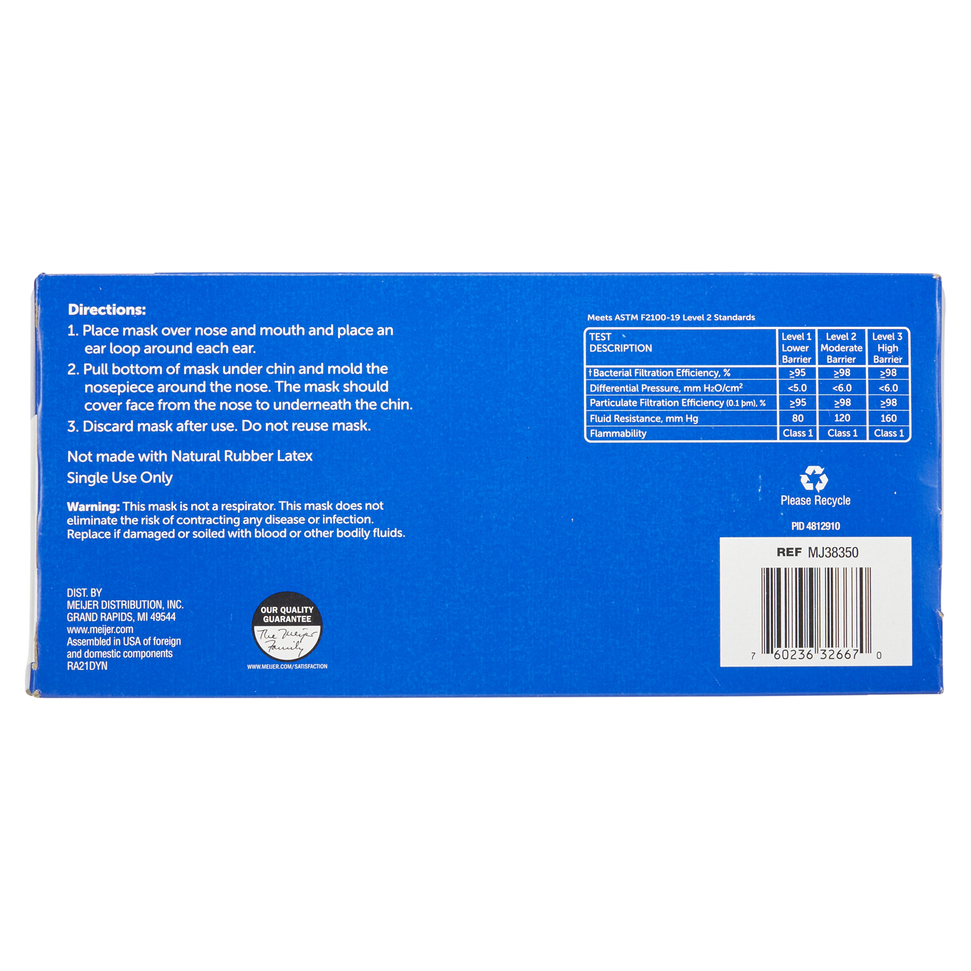 slide 27 of 29, MEIJER EARLOOP FACE MASK - LARGE/ADULT, 50 ct