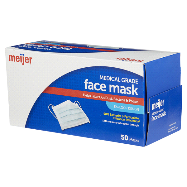 slide 5 of 29, MEIJER EARLOOP FACE MASK - LARGE/ADULT, 50 ct
