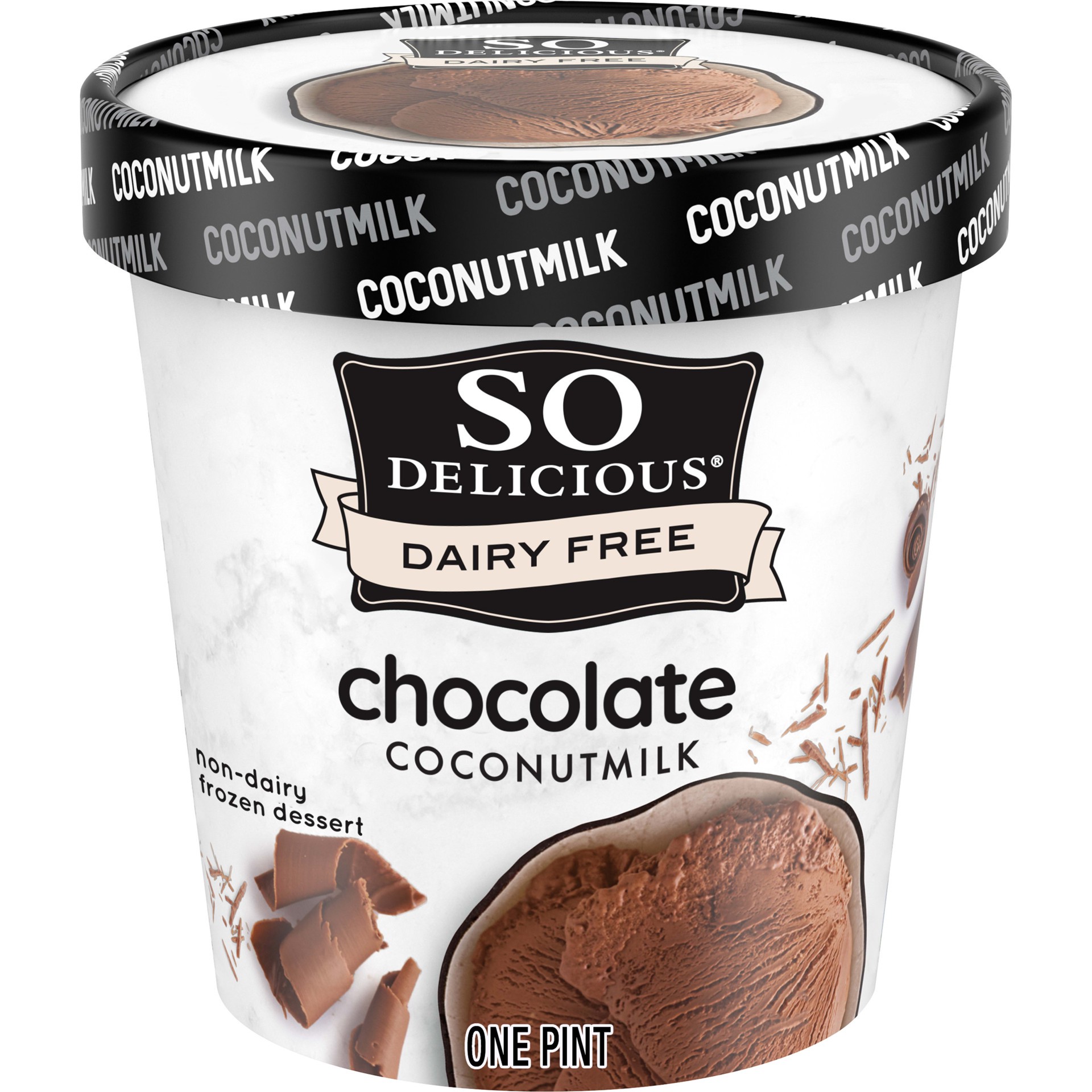 slide 1 of 8, So Delicious Dairy Free Coconut Milk Frozen Dessert, Chocolate, Vegan, Non-GMO Project Verified, 1 Pint, 16 fl oz