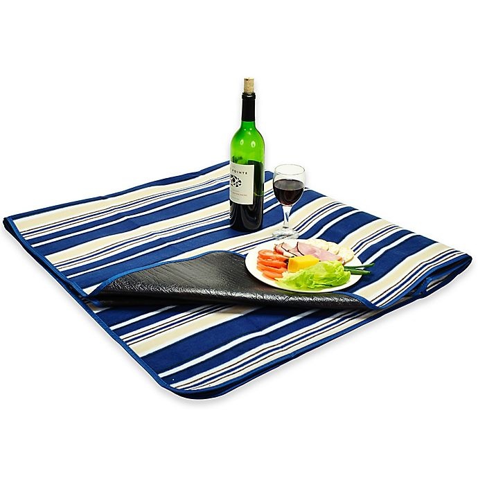 slide 1 of 2, Picnic at Ascot Waterproof Outdoor Picnic Blanket - Blue Stripe, 1 ct