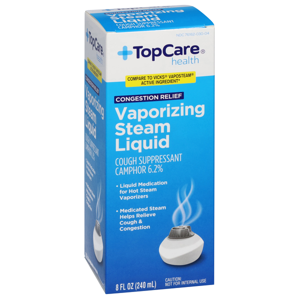 slide 1 of 1, Vaporizing Steam Liquid Cough Suppressant Congestion Relief, 8 fl oz