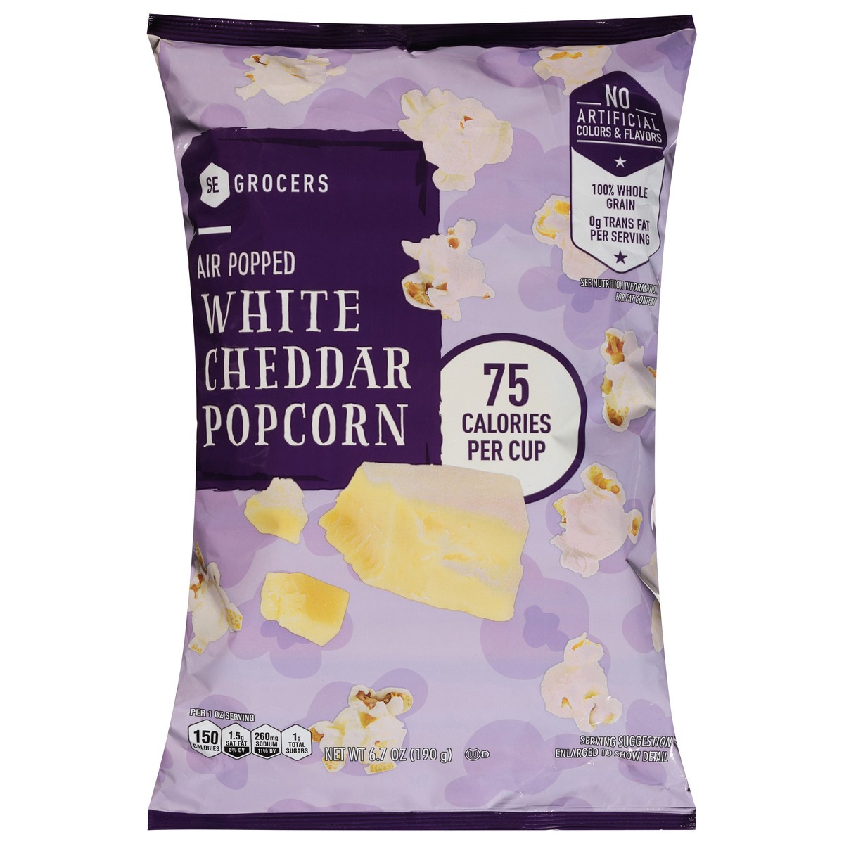 slide 1 of 13, SE Grocers Popcorn Air Popped White Cheddar, 6.7 oz