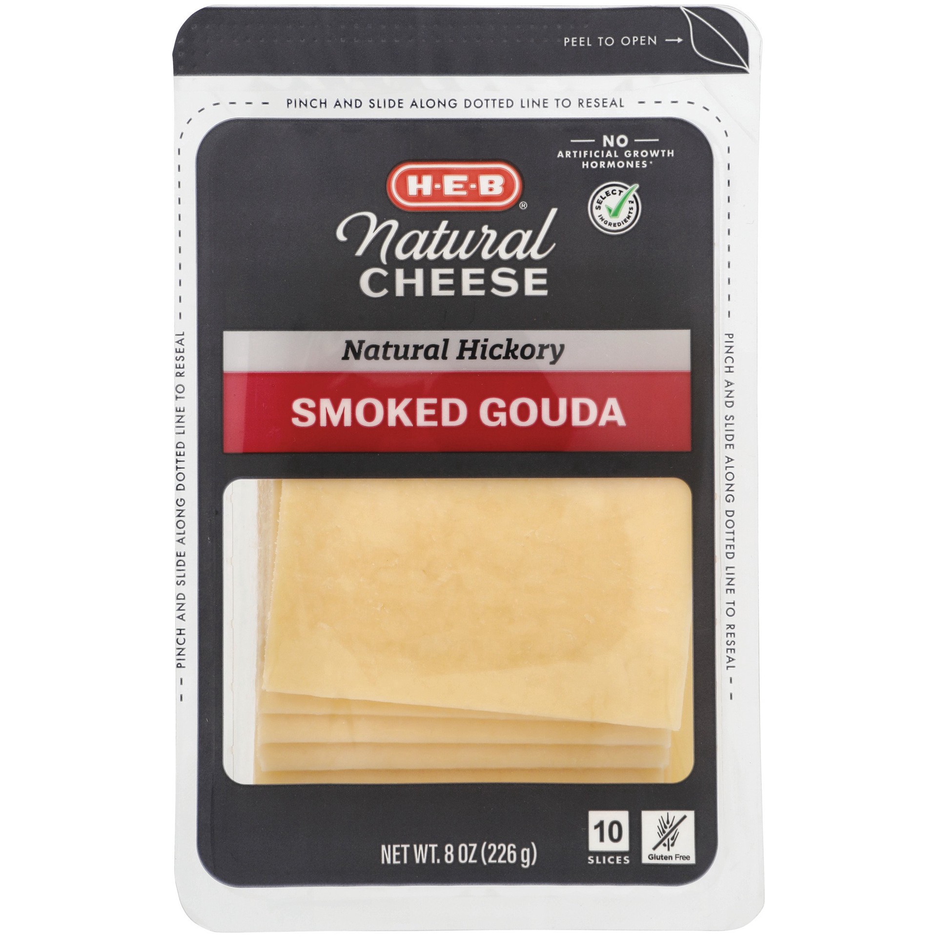 slide 1 of 1, H-E-B Hickory Smoked Gouda Sliced Cheese, 10 ct