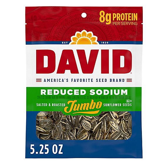 slide 1 of 1, David Keto Friendly Reduced Sodium Salted And Roasted Jumbo Sunflower Seeds - 5.25 Oz, 5.25 oz