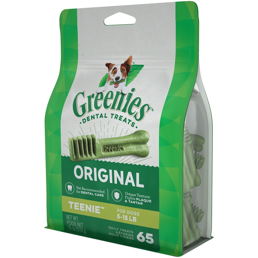 slide 3 of 9, Greenies Teenie Original Dental Dog Treats, 65 ct, 18 oz