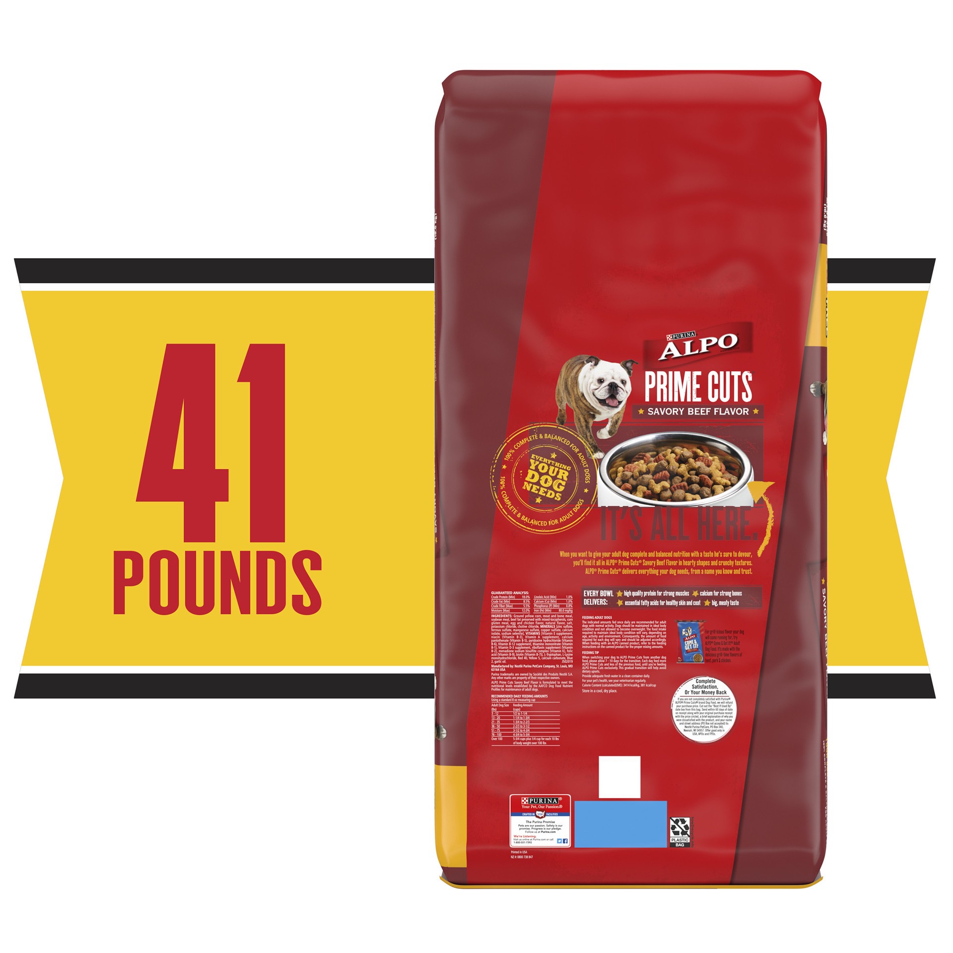 slide 2 of 9, ALPO Purina ALPO Dry Dog Food, Prime Cuts Savory Beef Flavor, 41 lb