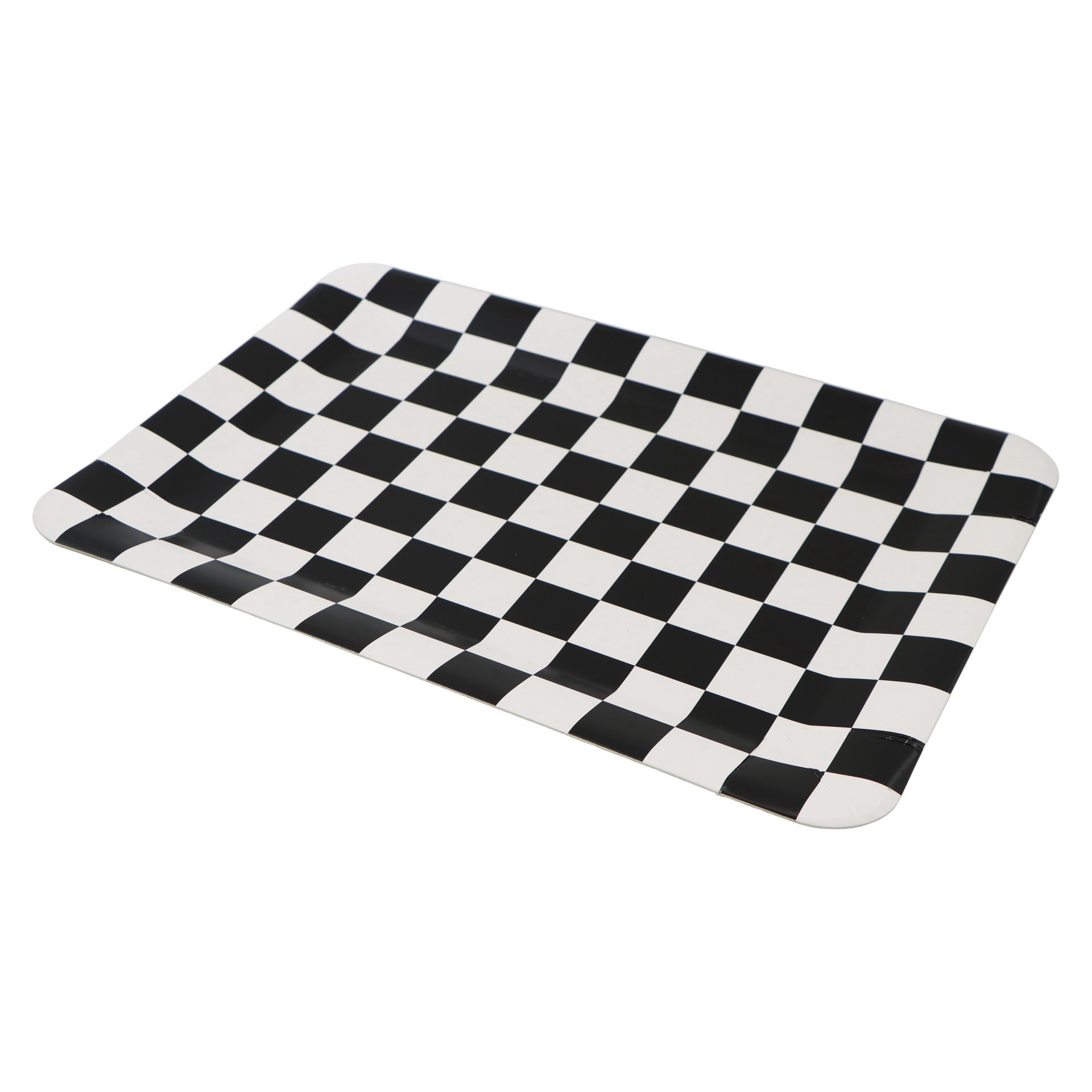 slide 2 of 3, 9" X 13" Black & White Checkered Paper Trays, 2ct. By Celebrate It, 2 ct