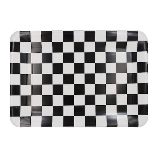 slide 1 of 3, 9" X 13" Black & White Checkered Paper Trays, 2ct. By Celebrate It, 2 ct