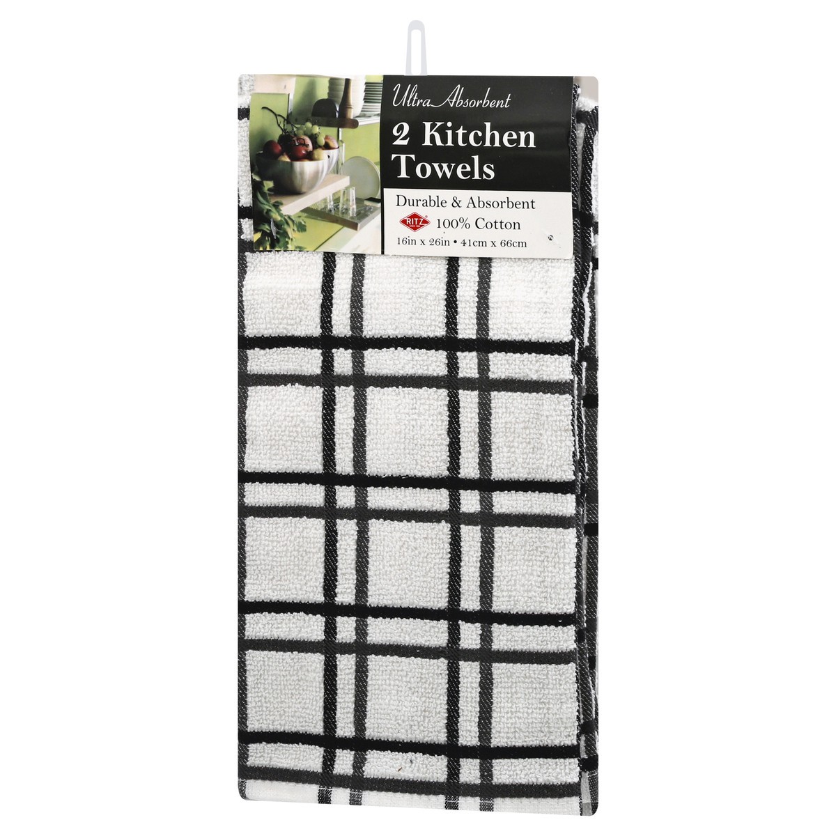 slide 4 of 10, Check Kitchen Towel, 2 ct