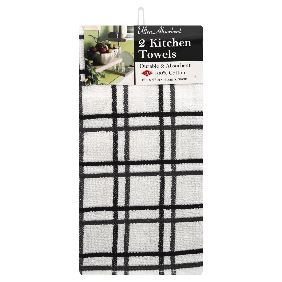 slide 7 of 10, Check Kitchen Towel, 2 ct