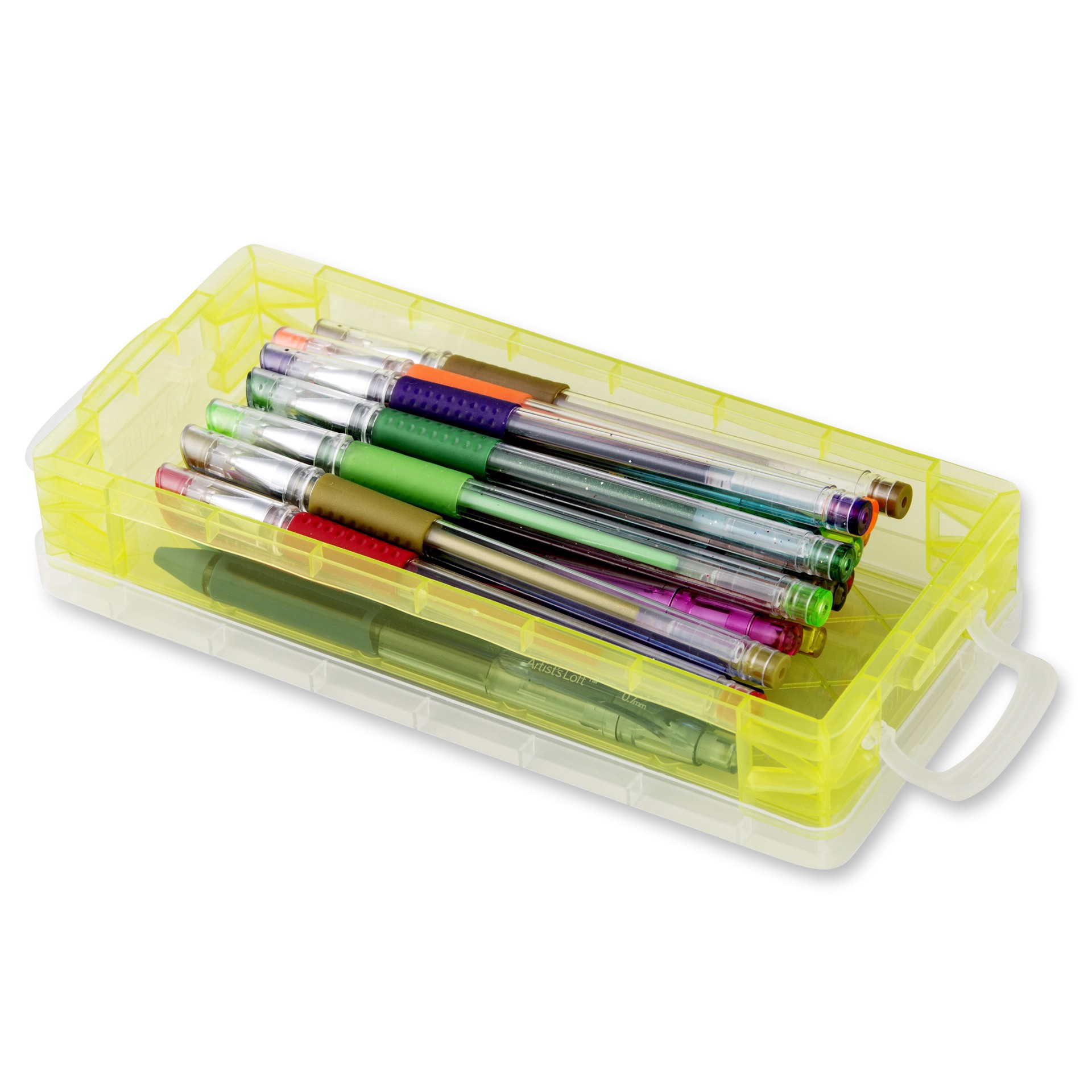 slide 4 of 4, Green Stacking Pencil Box By Simply Tidy, 8.24 in x 3.74 in x 1.57 in