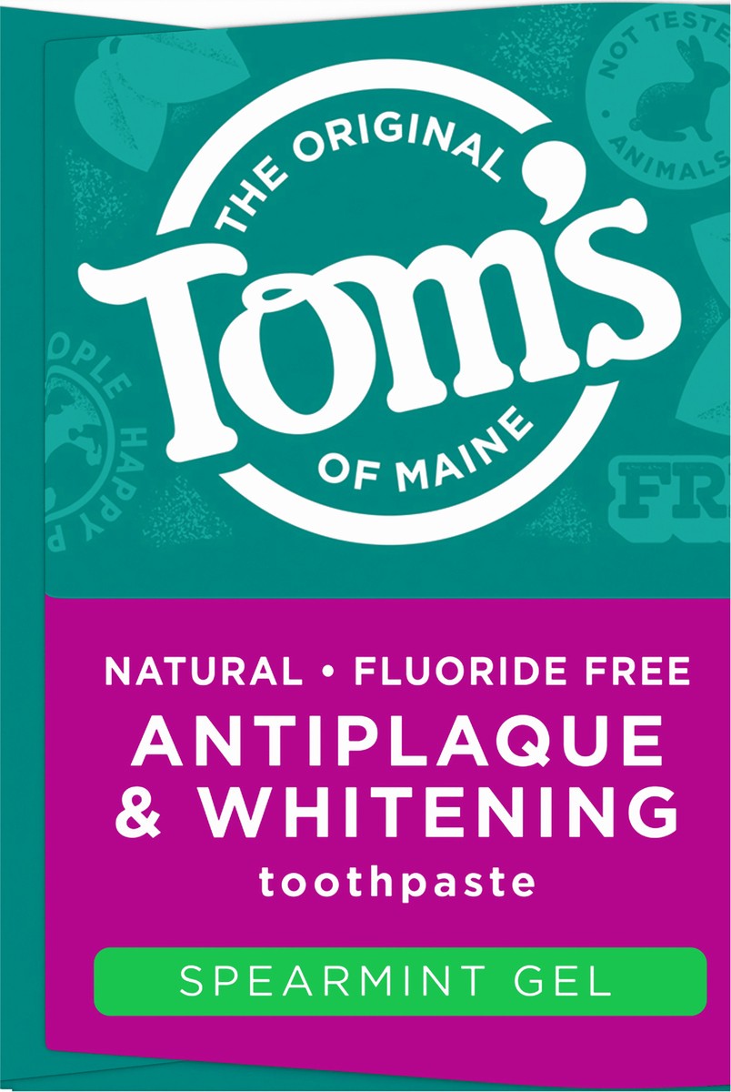 slide 9 of 10, Tom's of Maine Tom’s of Maine Antiplaque and Whitening Toothpaste Gel, Spearmint Toothpaste, 4 oz