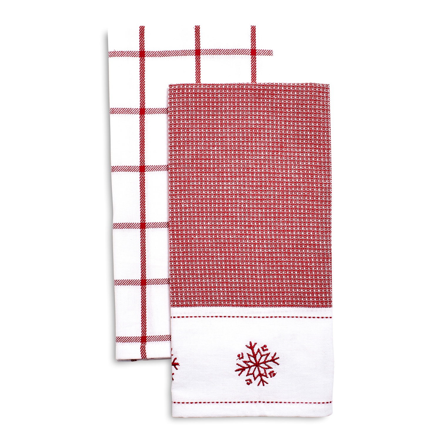 slide 1 of 1, Sur La Table Snowflake Embroidered Waffle Kitchen Towels, 2 ct