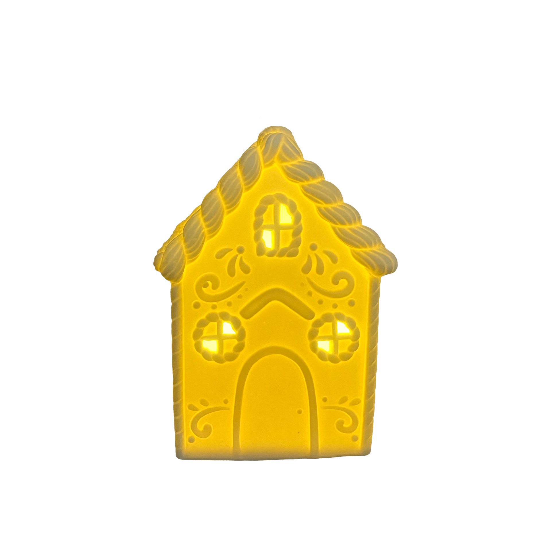slide 4 of 4, 7" Led Diy Ceramic Gingerbread House Decor By Make Market, 5 in x 6.1 in x 7 in