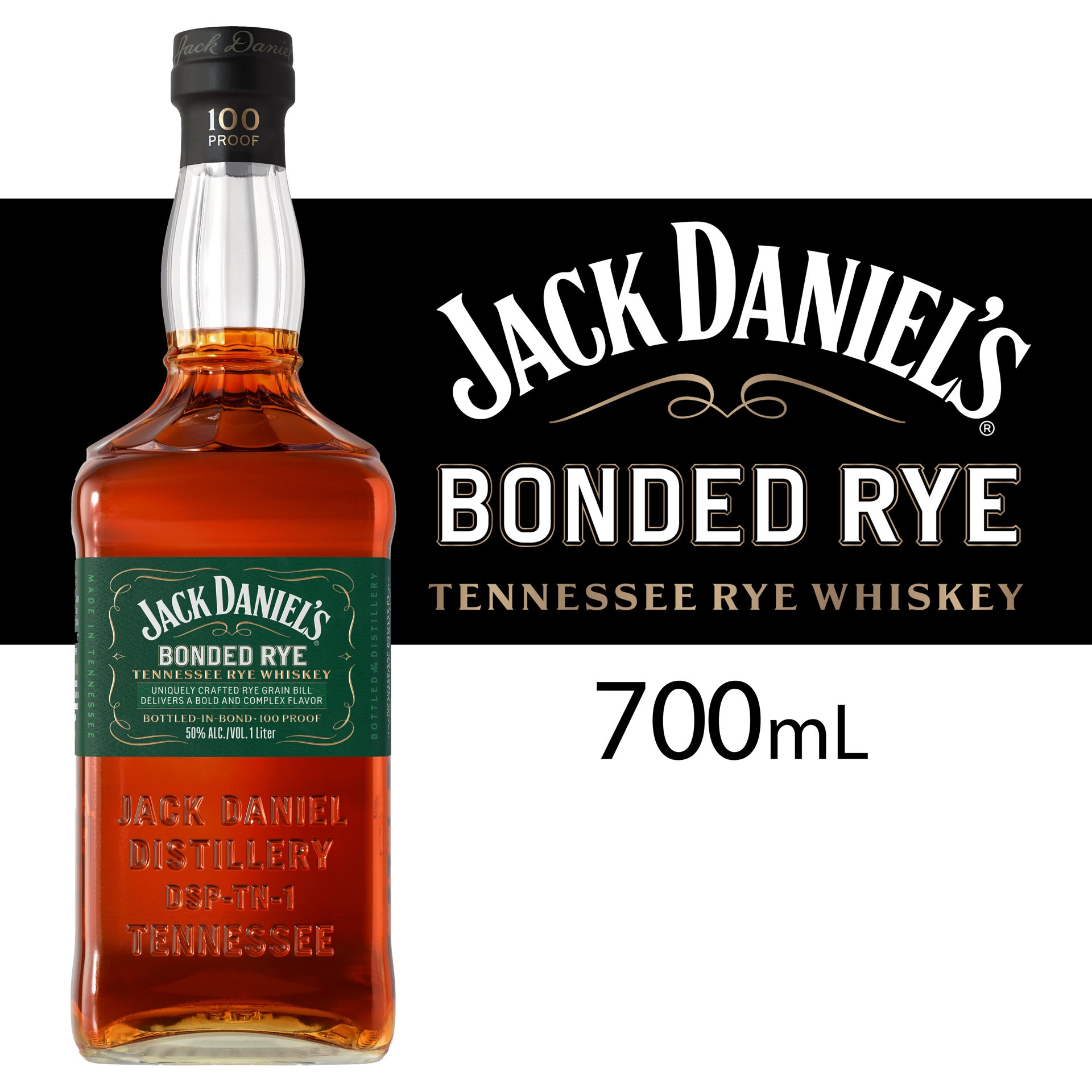 slide 1 of 4, Jack Daniel's Bonded Tennessee Rye Whiskey 100 Proof 700 mL, 700 ml