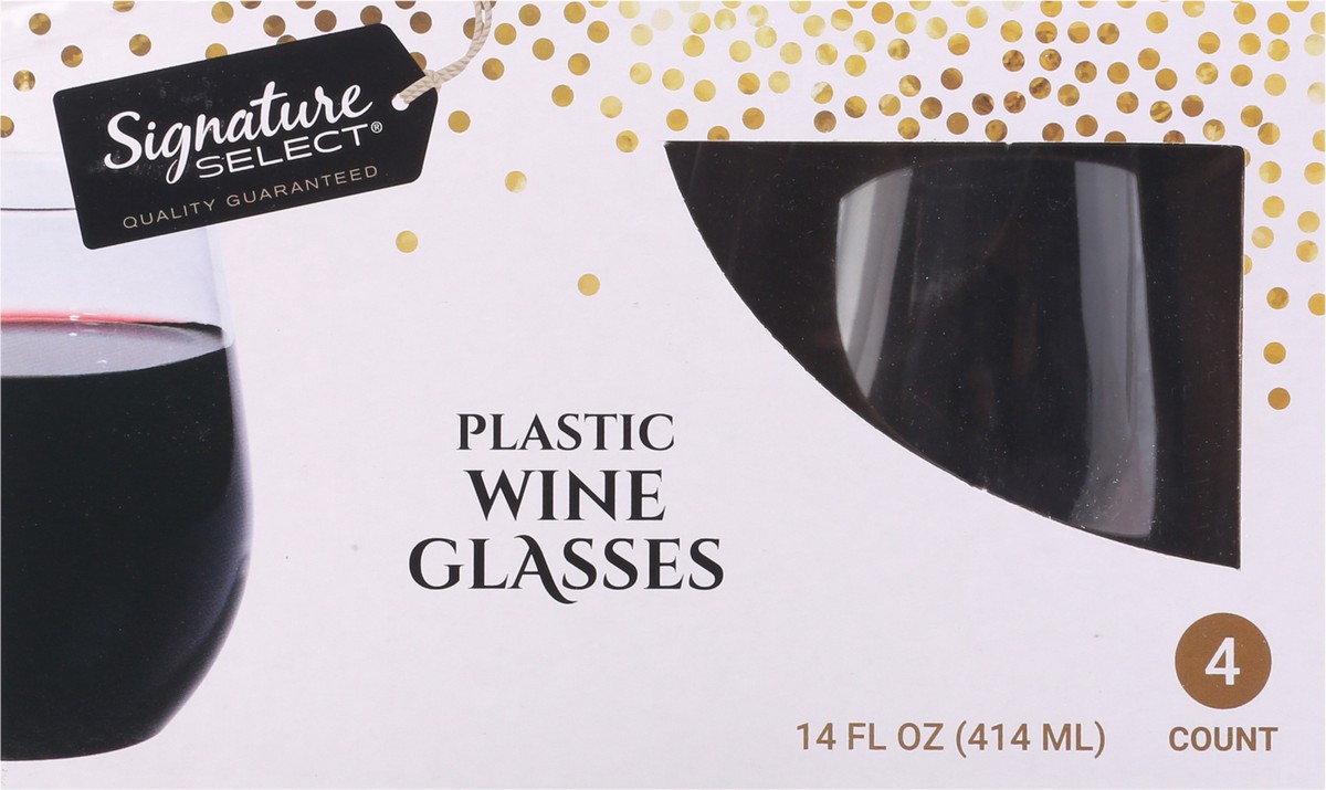 slide 9 of 12, Signature Select 14 Ounce Plastic Wine Glasses 4 ea, 4 ct