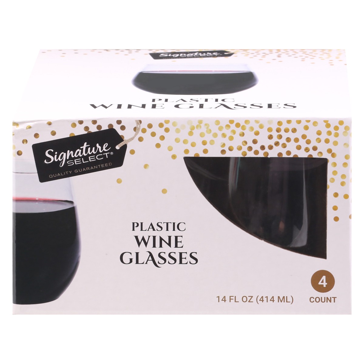 slide 4 of 12, Signature Select 14 Ounce Plastic Wine Glasses 4 ea, 4 ct