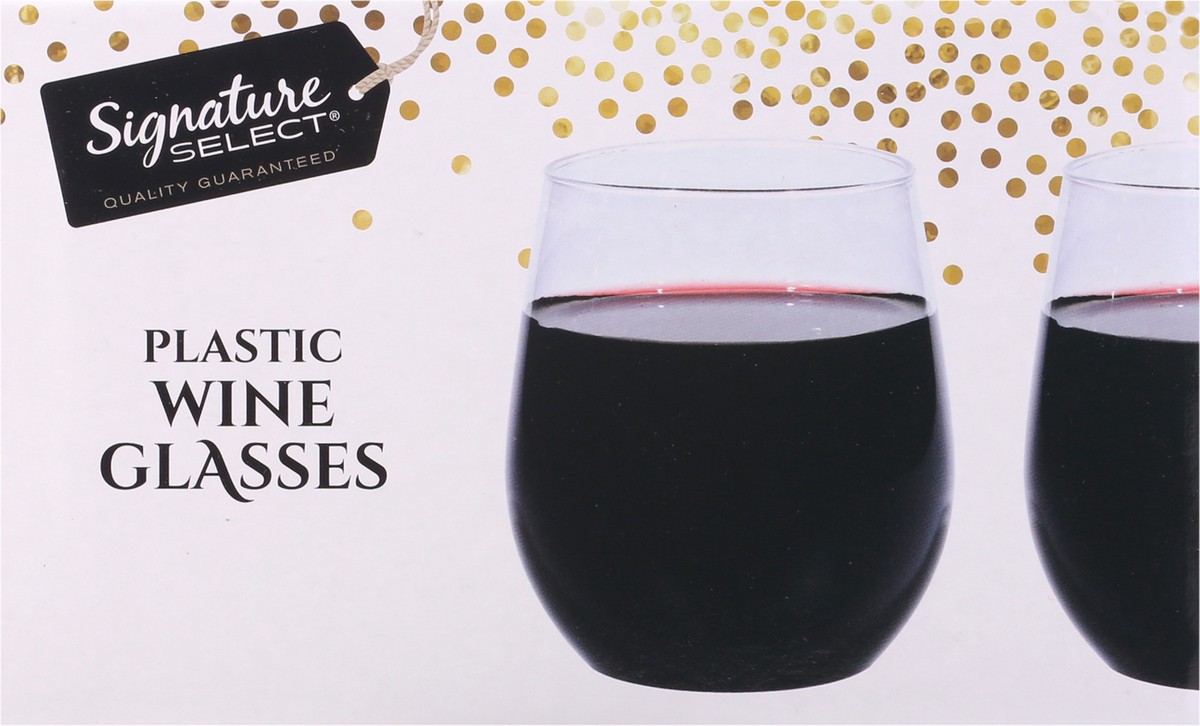 slide 5 of 12, Signature Select 14 Ounce Plastic Wine Glasses 4 ea, 4 ct