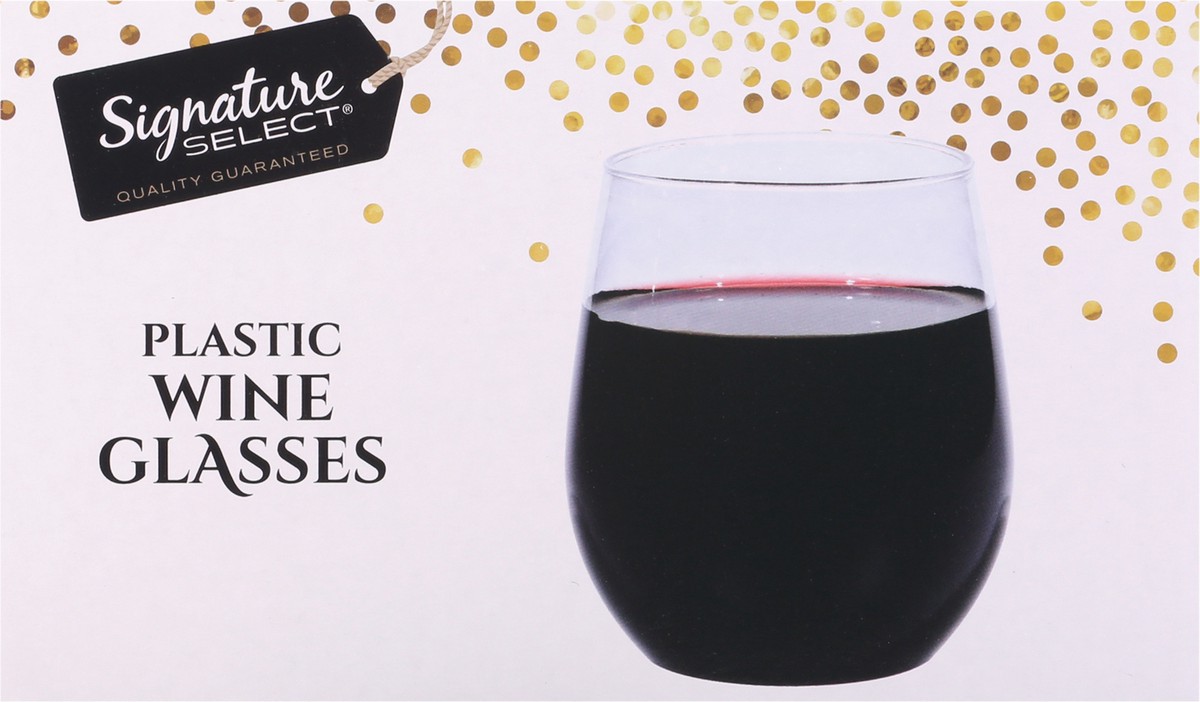 slide 7 of 12, Signature Select 14 Ounce Plastic Wine Glasses 4 ea, 4 ct