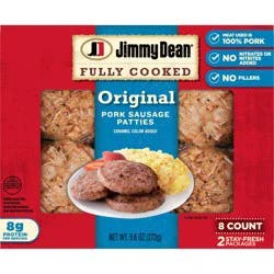 Jimmy Dean Fully Cooked Original Pork Breakfast Sausage Patties, 8 Count