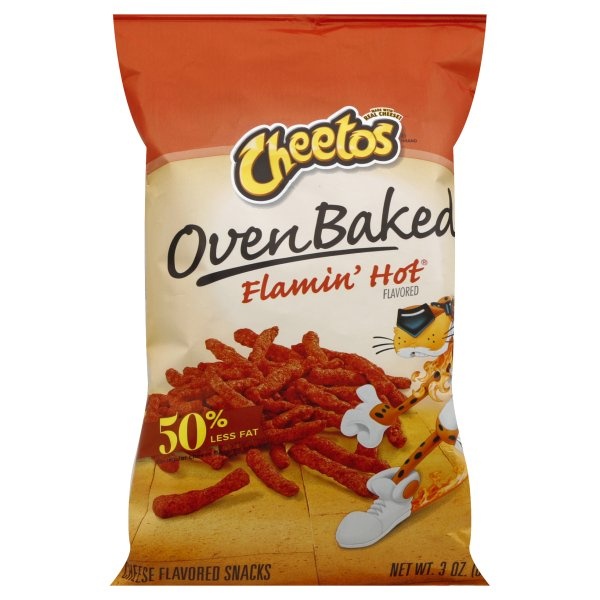 slide 1 of 3, Cheetos Baked Flamin' Hot Cheese Flavored Snacks, 3 oz