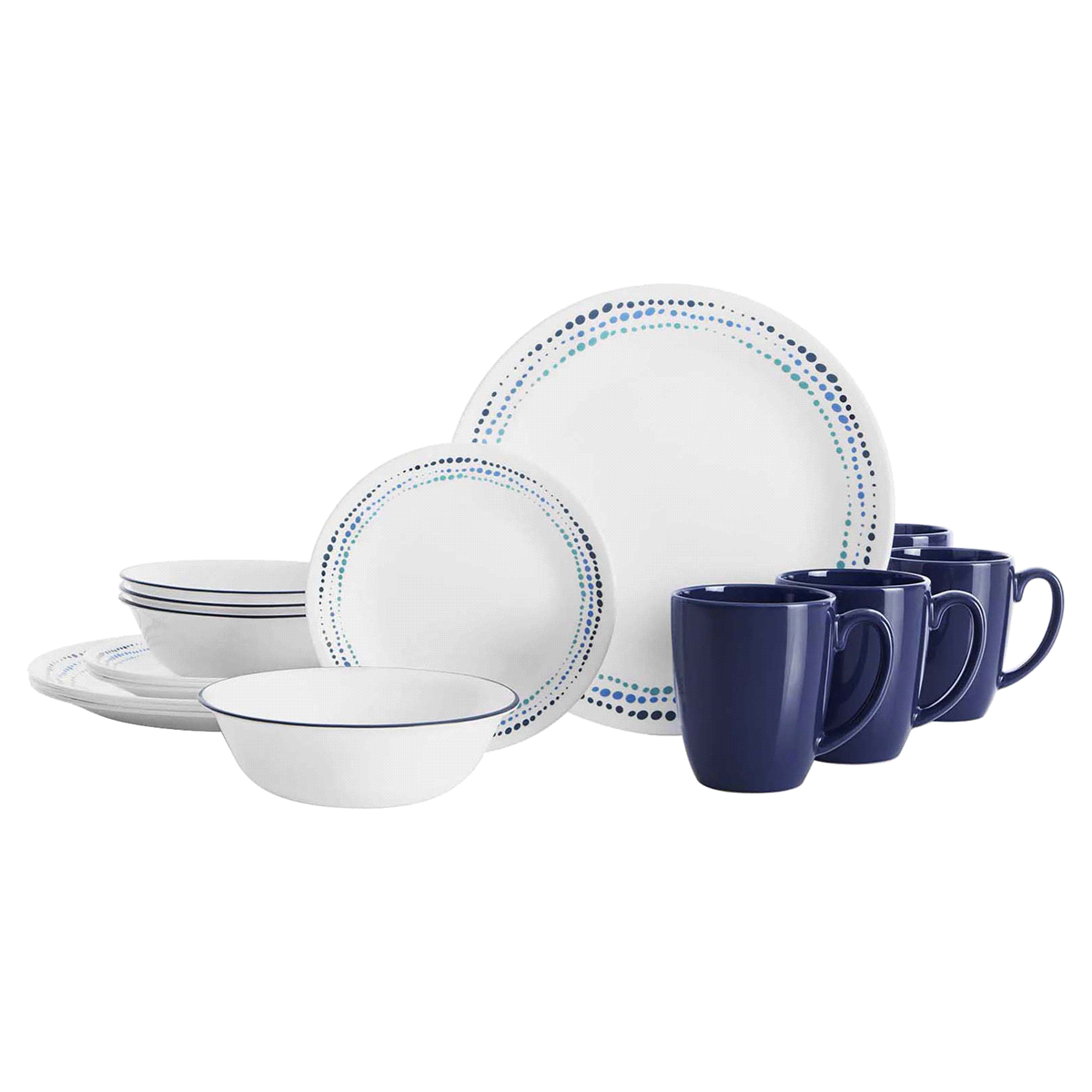 slide 1 of 1, Corelle Livingware Dinnerware Set Ocean Blues, 16 ct